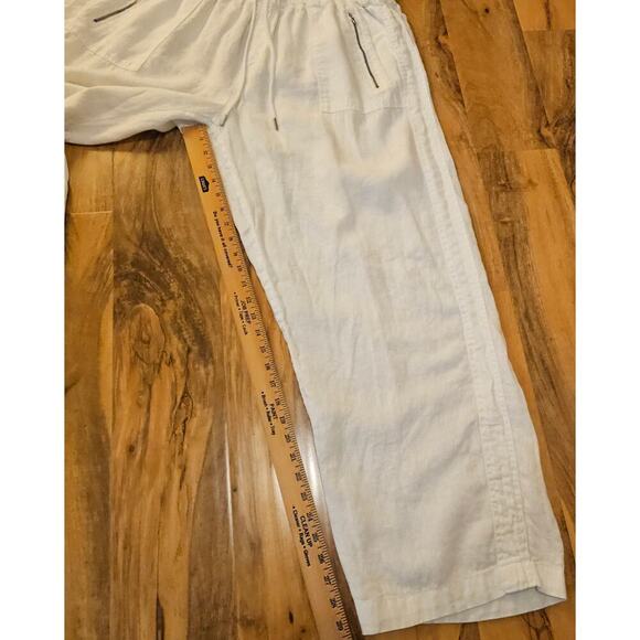 Athleta Cabo White Sz18 Linen Wide leg pants. Calla Lily. Relaxing Boho. Elastic - Picture 7 of 15
